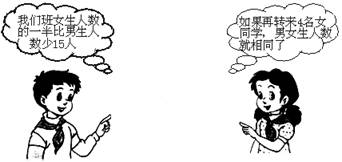 谁的包裹多 1 如果设这个班有x名女同学,y名男同学.由女生人数的一半比男生人数少15人,可得什么方程 答 . 由再来4名女同学,男女生人数就相等了,你能得怎样的方程